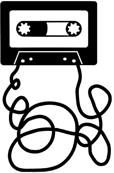 Cassette tape that is unwound vinyl decal. Customize on line. Radio Television Video 078-0135